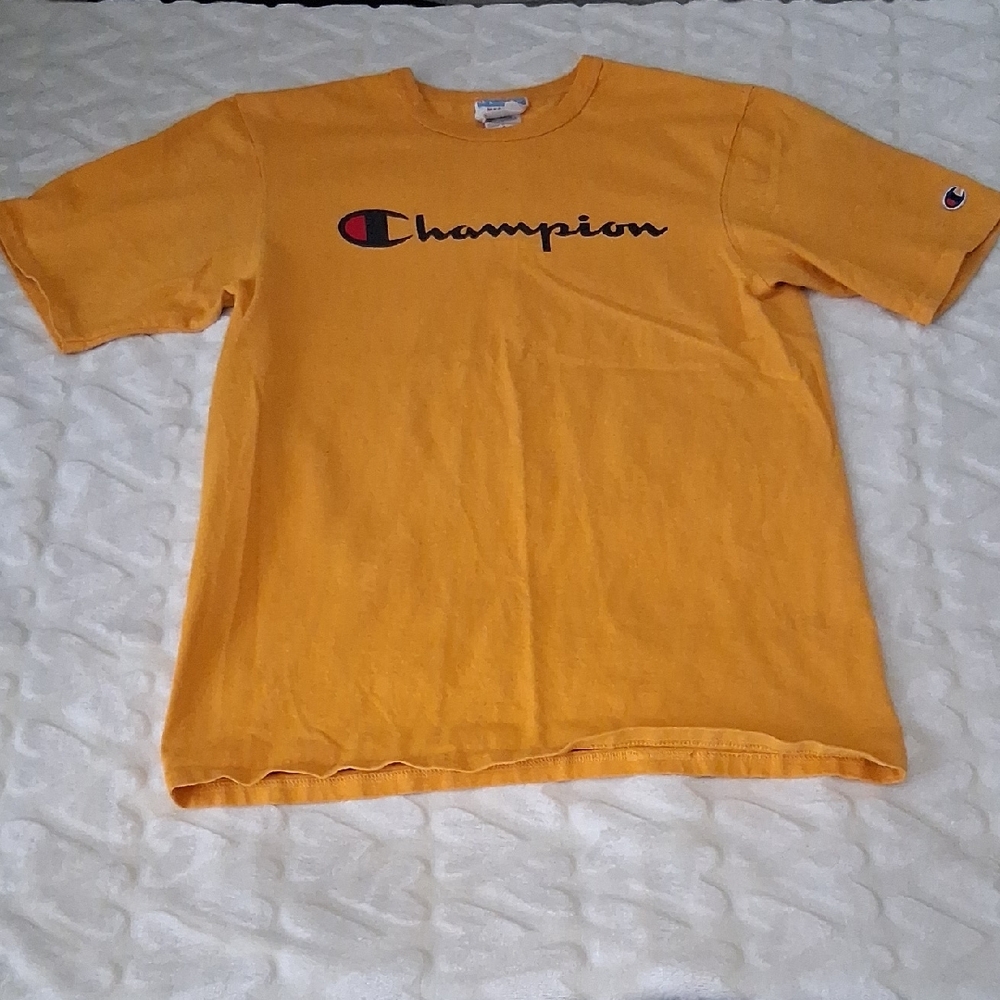 Champion Men''s Yellow Short Sleeve Logo Tee